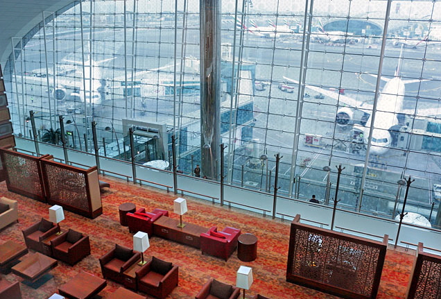 Emirates Business Class Lounge, view from lounge, Dubai to A 650