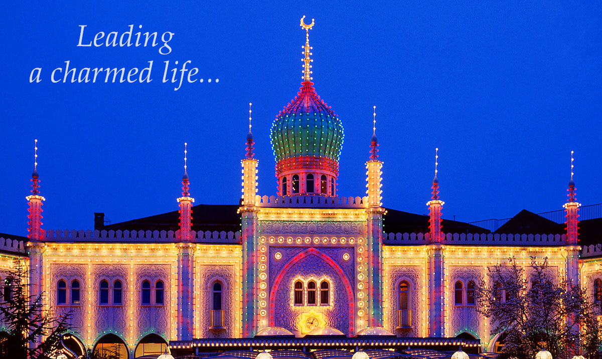 DENMARK, Copenhagen, Tivoli Gardens illuminations, 1200 with caption