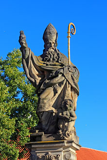 Czech Rep, PRAGUE, Charles Bridge, St Augustine statue, CZ1394JPL 220