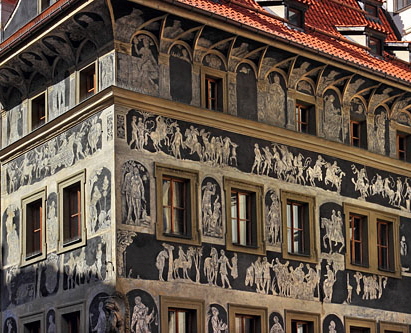 Czech Rep, PRAGUE, Old Town Sq, The House Of The Minute, sgraffito decorations, CZ1115JPL 500