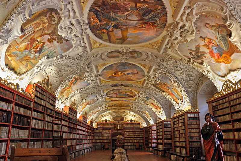 Czech Rep, PRAGUE, Strahov Monastery, theological hall library, ceiling paintings, CZ1476JPL A 800