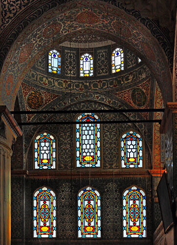 TURKEY, Istanbul, Sultan Ahmet Mosque (Blue Mosque), interior, stained glass windows, TUR1191JPL A 550 deep