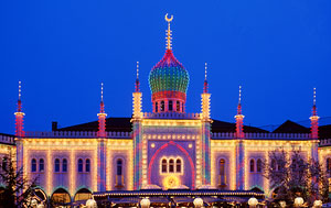 DENMARK, Copenhagen, Tivoli Gardens illuminations, Nimb restaurant, 300