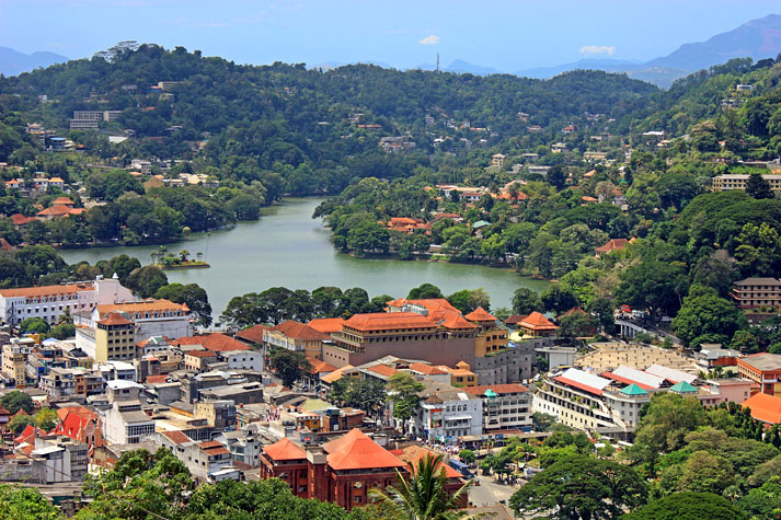 SRI LANKA, Kandy, Kandy Lake and town view, from Bahirawakanda Viharaya (Temple) site, SLK3150JPL copy