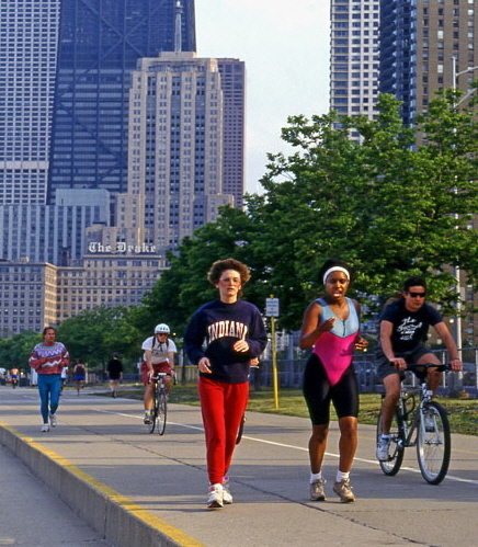CHICAGO, joggers and cyclists, Downtown, US3462JPL A 466