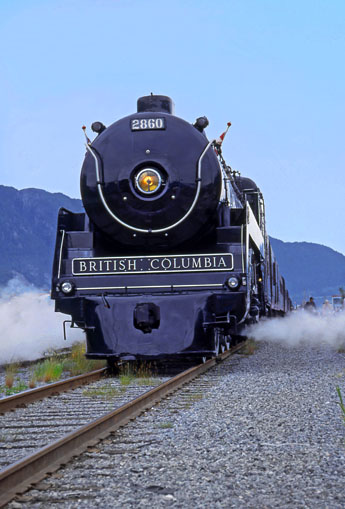 CANADA, British Columbia, VANCOUVER, Royal Hudson steam train, near Squamish, VAN922JPL A 509 deep