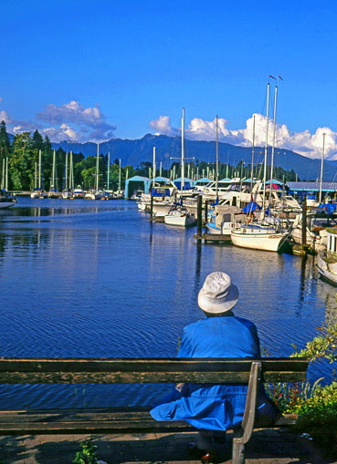 CANADA, British Columbia, VANCOUVER, view from Coal Harbour towards Stanley Park and Marina, CAN635JPL A 509 deep
