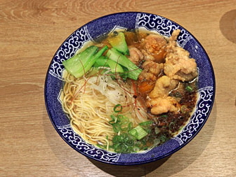 Taiwan, TAIPEI, Taipei 101 Food Court, fried chicken and noodle soup dish,TAW613JPL A 380