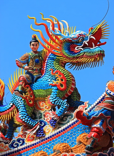 Taiwan, TAIPEI, Wunchang Temple, roof top statues and sculptures, TAW469JPL A 364