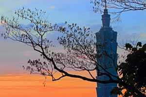 Taiwan, TAIPEI, Elephant Mountain, Taipei 101 building at sunset, TAW441JPL 72