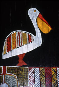 AUSTRALIA, Northern Territory, Darwin, TIWI ISLANDS (Bathurst), Aboroginal art in church, AUS523JPL A 200