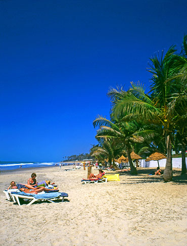 GAMBIA, Kotu Beach and sunbathers, GAM840JPL A 370