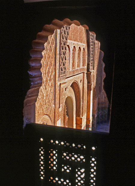 MOROCCO, Marrakesh, Ben Youssef merdersa (16th century Koranic school), balcony, MOR353JPL A 450