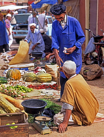 MOROCCO, Tafroute, Souk in mountain village, Berber people trading, MOR379JPL A 460 deep