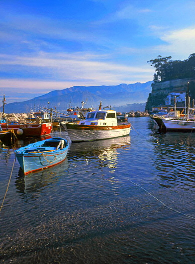 ITALY, Campania, Amalfi Coast, SORRENTO, fishing boats at the Marina Grande, ITL886JPL  527 deep