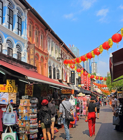 SINGAPORE, Chinatown, Pagoda Street, with shop-houses and stalls, SIN822JPL A 417