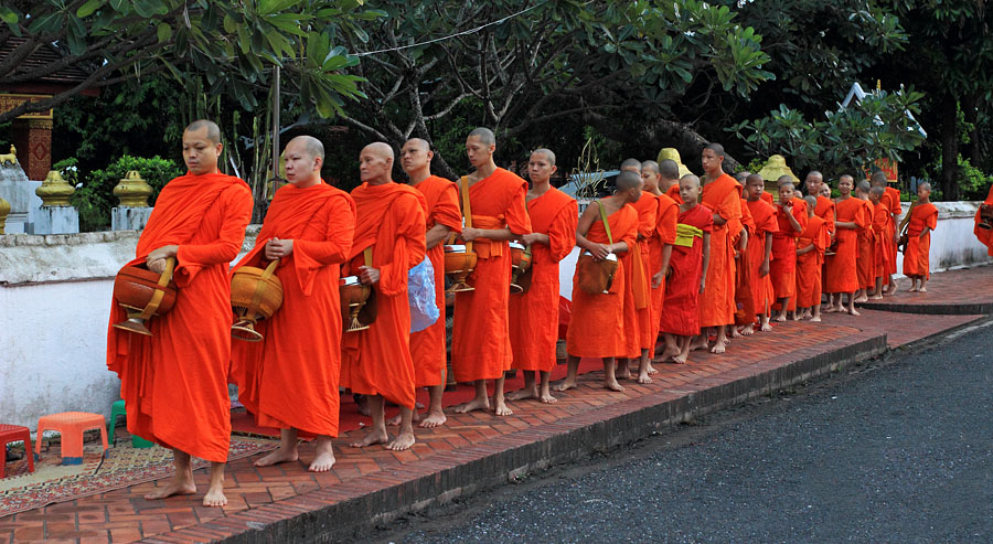 LAOS, Luang Prabang, Alms Giving Ceremony, LAO243JPL 900