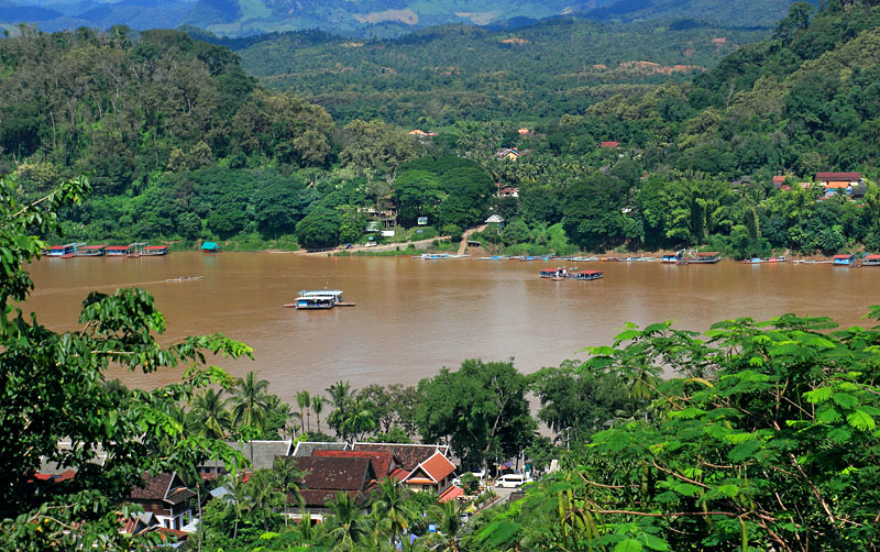 LAOS, Luang Prabang, Phousi Hill, Mekong River view from summit, LAO193JPL 800