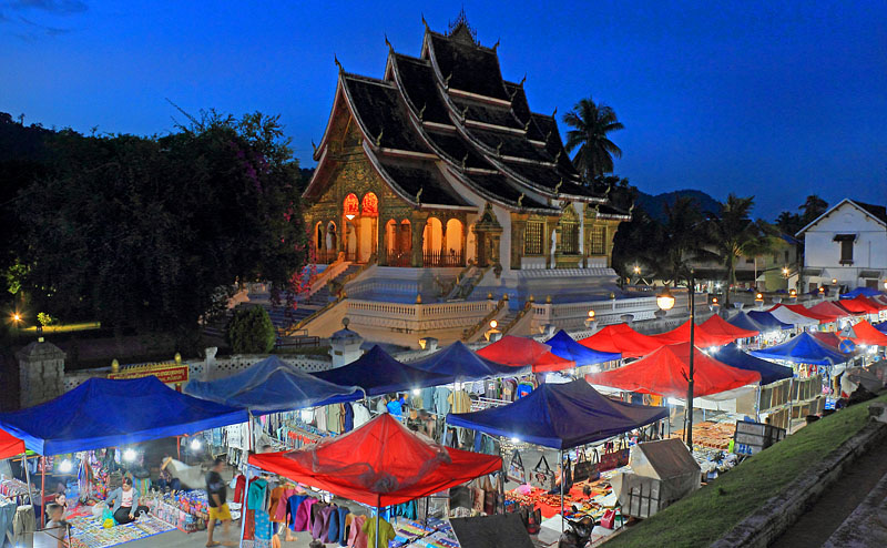 LAOS, Luang Prabang, Royal Palace site, Haw Pha Bang temple, and night market,LAO583JPL 800