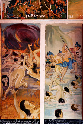 LAOS, Luang Prabang, Wat Pa Phon Phao, murals, LAO840JPL 275