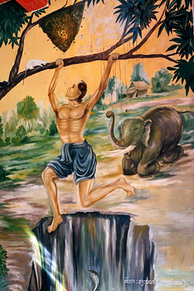LAOS, Luang Prabang, Wat Pa Phon Phao, murals, LAO841JPL 275