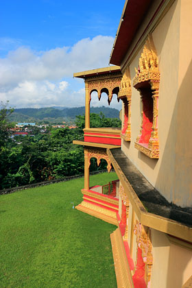LAOS, Luang Prabang, Wat Pa Phon Phao, view from temple, LAO830JPL 280