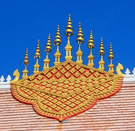 LAOS, Luang Prabang, Wat Phonxay Xayxana Song Kham, gilded Doc So Fa, LAO778JPL 267 deep
