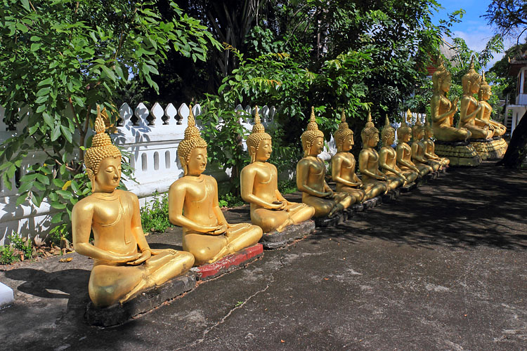 LAOS, Luang Prabang, Wat That Luang Rasamahavihane, golden Buddhas, LAO691JPL 750