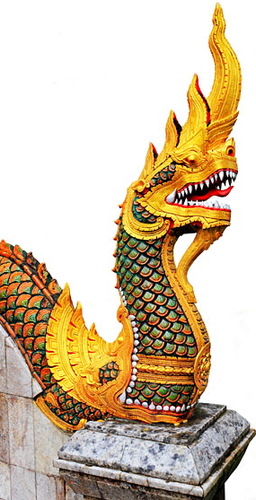 Northern Thailand, CHIANG MAI, Wat Chai Phra Kiat, ubosot naga figure, THA5216JPL  A 300