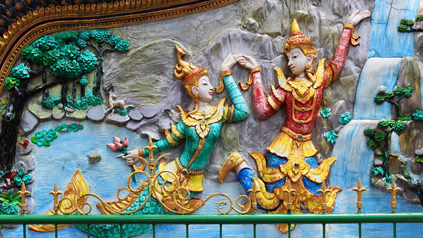 Northern Thailand, CHIANG MAI, Wat Ku Tao, bas relief figures on ubisot walls, THA5160JPL  614
