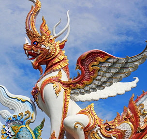 Northern Thailand, CHIANG MAI, Wat Muen Toom (Tum), temple walll sculptures, THA5128JPL A 304