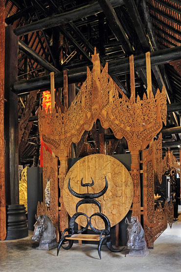 Northern Thailand, CHIANG RAI, Bann Dam (Black House) Museum, main sanctuary hall, THA5522JPL  370