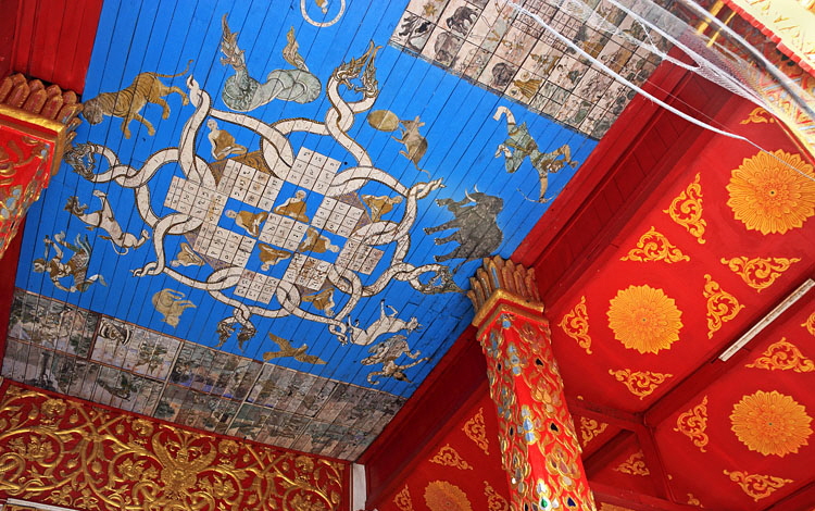 Northern Thailand, CHIANG RAI, Wat Jed Yod, viharn, ceiling murals, THA4548JPL 750