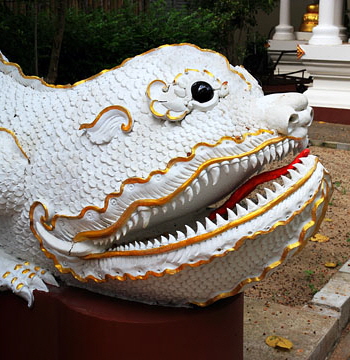 Northern Thailand, CHIANG RAI, Wat Phra Kaeo, serpent figure, THA5060JPL  A 360 deep