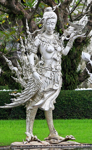 Northern Thailand, CHIANG RAI, Wat Rong Khun (White Temple), garden sculptures, THA4934JPL  B