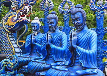 Northern Thailand, CHIANG RAI, Wat Rong Suea Ten (Blue Temple), monk statues, THA4515JPL  A  270 deep
