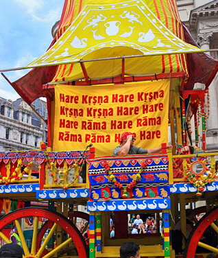 UK, LONDON, Hare Krishna, Rathayatra Festival, chariot detail, UK30251JPL A 390 deep