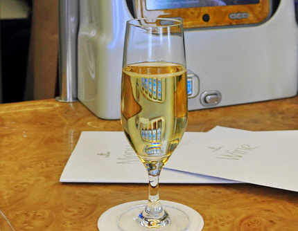Emirates, A380, Business Class, personal mini bar, Hong Kong to Dubai, A 335 deep