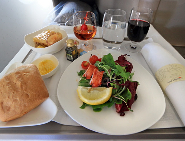Asiana Airlines, Airbus A350, Business Smartium, dining, lobster tail starter, Seoul to London 700