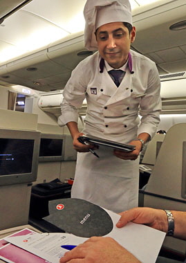 Turkish Airlines, Airbus A330, Business Class, on board chef, desert, Istanbul to Hanoi, A 380 deep