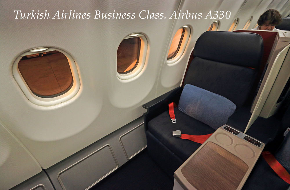 Turkish Airlines, Airbus A330, Business Class seat, Istanbul to Hanoi, A 1000 with caption