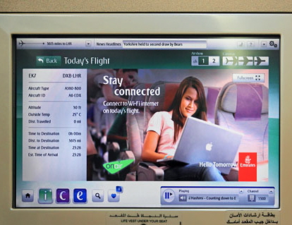 Emirates, A380, Business Class, IFE, Hong Kong to Dubai, 4000 A 319 deep