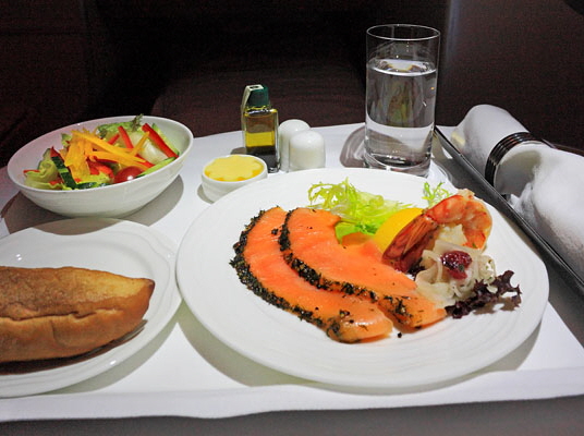 Emirates, A380, Business Class, dining, starter, Taipei to Dubai  A 600