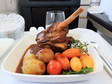 Gulf Air's signature dish, Lamb Shank 280 deep