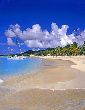ANTIGUA, West Coast beach and catamaran, ANT696JPL A 363 deep