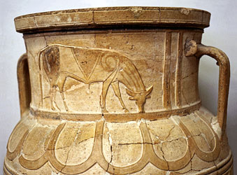 Iraklion Archaeologocal Museum, religious symbols on storage jars (Palace of Knossos),  250 deep