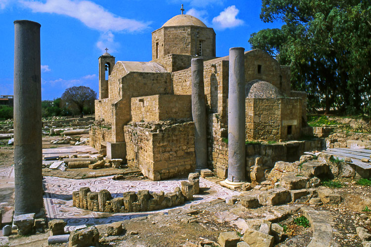 CYPRUS, Paphos, Chrysospilitissa Church and ruins of 'St Paul's Pillar', CYP57JPL A 750