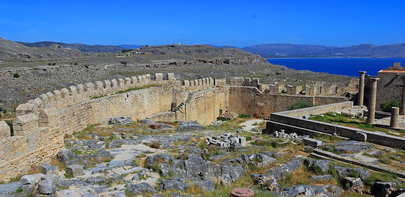RHODES, Lindos, Acropolis site, fortifications and ruins, GIS1356JPL 800