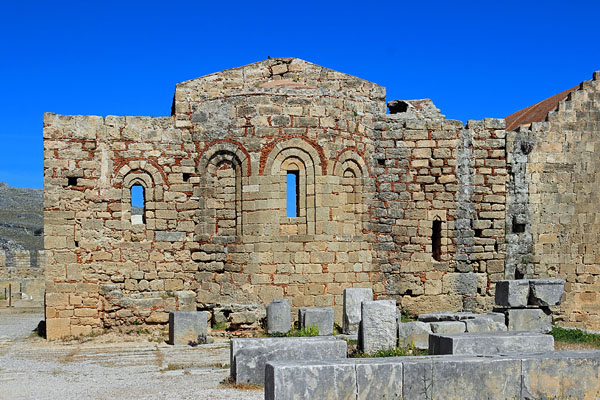 RHODES, Lindos, Acropolis site, ruins of Ayios Ioannis  church, GIS1295JPL 600
