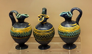 RHODES, Rhodes Town, Old Town, Archaeological Museum, pottery exhibits, GIS1521JPL 220 deep